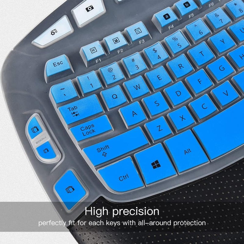 imComor Keyboard Cover for Logitech K350 MK550 MK570 Keyboard Cover Skin for Logitech K350 MK550 MK570 Wireless Keyboards Covers Skin Protector Accessories, Ombre Blue - Image 2